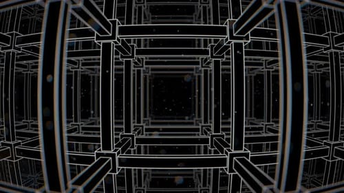 Futuristic Abstract Geometric Wireframe Cube Tunnel Loop