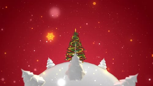 Merry Christmas Tree and Snowy Winter Holiday Background Loop