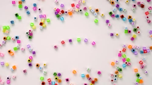 Child Cubes and the Word School Selective Focus