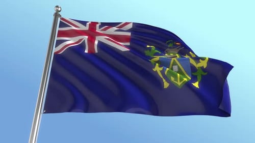 Pitcairn Islands Flag Waving Realistic Loop Animation