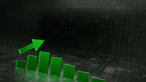 Animated Financial Chart Showing Increasing Green Arrow