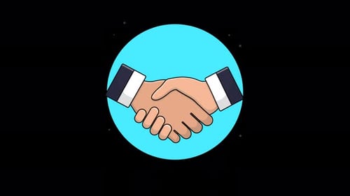 Flat Design Handshake Agreement Icon Animation