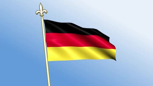 Realistic Waving German Flag on Golden Pole Animation