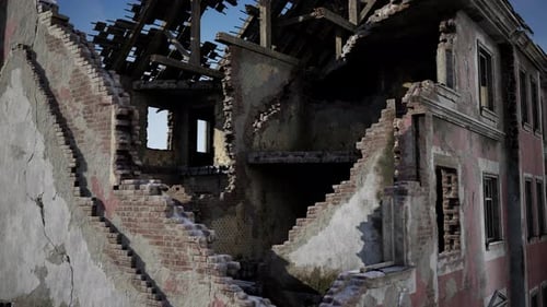 Abandoned Ruined Building After War