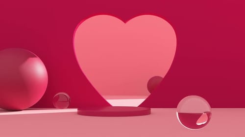 Podium Mockup Heart Valentine's Day Intro Able to Loop Seamless
