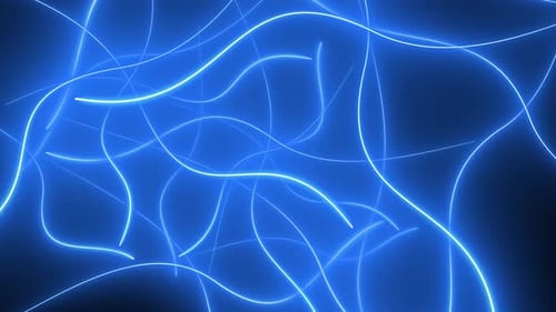 neon blue lights threads on black background