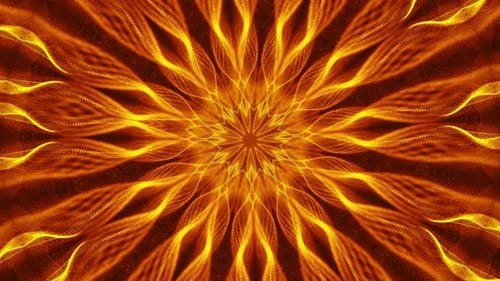 Yellow and red star with black background and red background. Kaleidoscope VJ loop