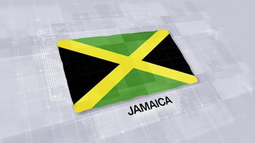 3D Waving Flag of Jamaica Animation with Digital Map Background