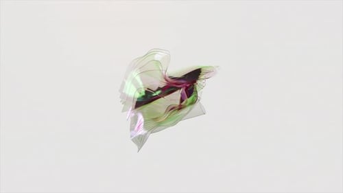 Animation 3D fascinante avec des rubans semi-transparents entrelacés dans des tons de rose et de vert