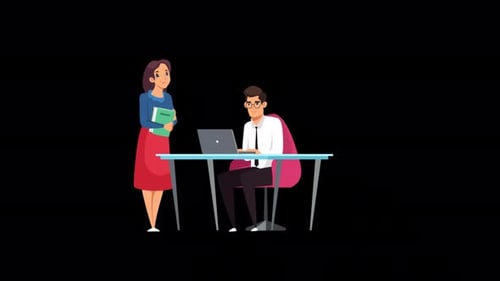 Office Workers Talking Among Themselves About The Project 4K Alpha Channel