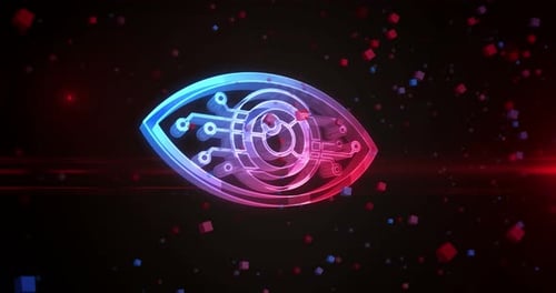 Cyber eye spying security symbol loop digital concept