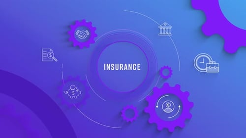 Flat Infographic Colorize Icons Background Insurance Loopable Animation