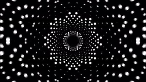 Abstract Hypnotic Tunnel of Moving White Dots Background