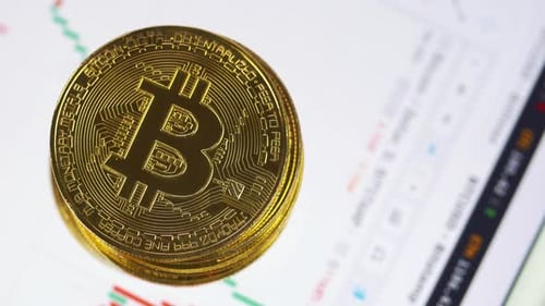 Bitcoin Stacked on Financial Chart Zooming In