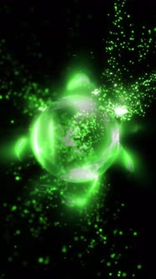 Neon Green Energy Sphere Particle Animation
