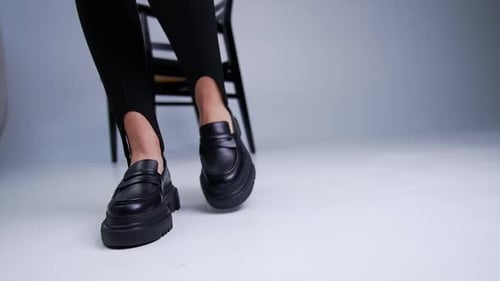 Black Platform Loafers Fashionable Display