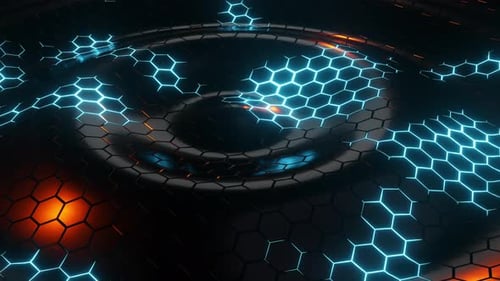 Sci-Fi Blue Neon Triangle Portal Tunnel