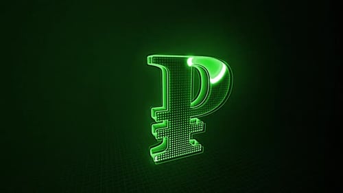 Ruble Sign Neon Glow Reveal
