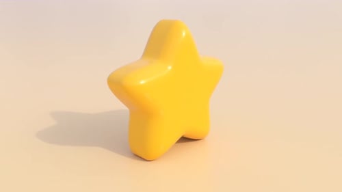 Modern 3D Yellow Star Smoothly Rotating Loop
