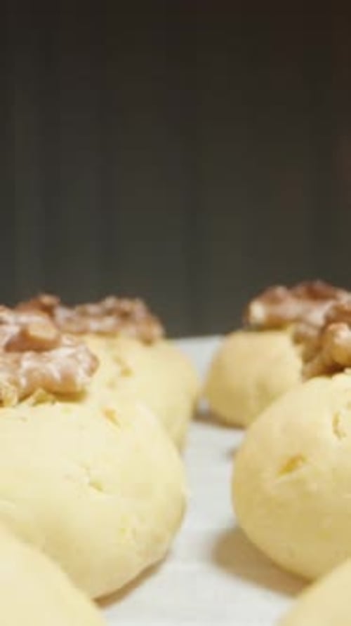 Close Up of Cookies with Walnuts on Top