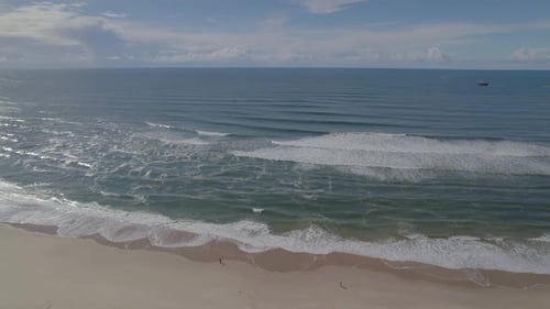 Aerial shot of the Costa de Prata on the Atlantic coast of Portugal with sandy beaches and majestic