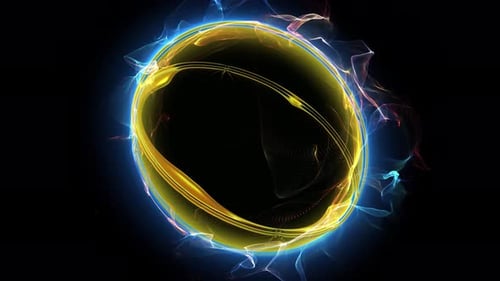 Abstract Glowing Sphere with Energy Particles Reveal