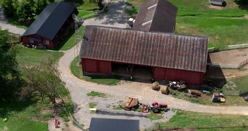 Drone, Amish Farm and Tractors