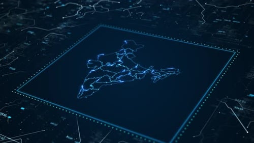Digital India Map with Futuristic Global Network Animation