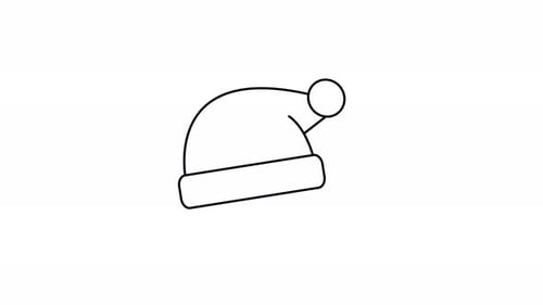 Animated Christmas Santa Hat Line Art Icon