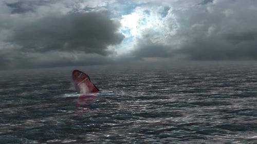 Frachtschiff sinkt im Meer