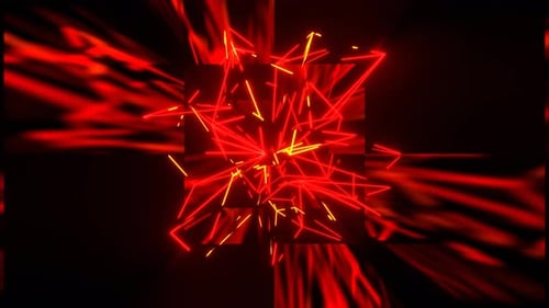 Red And Orange Laser Show In The Infinite Checkered Tunnel Background Vj Loop In 4K