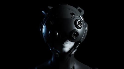 Roboter beobachtet die Situation, Animation zum Thema künstliche Intelligenz