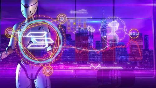 Cyborg And Graphic Elements Panel 4K