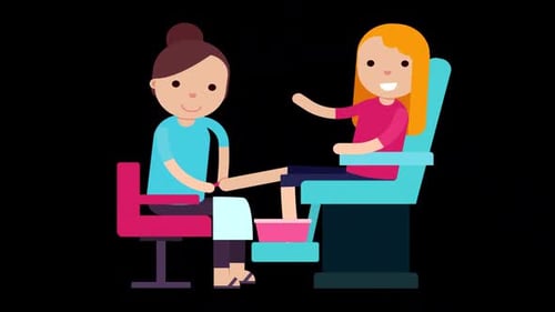 The Master Does A Pedicure, Treats His Client S Toenails On Alpha Channel