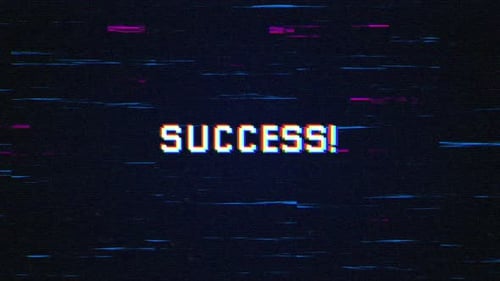 Pixelated Glitch Success Text Animation