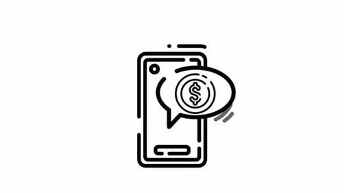 Minimalist Smartphone Money Notification Animated Line Icon