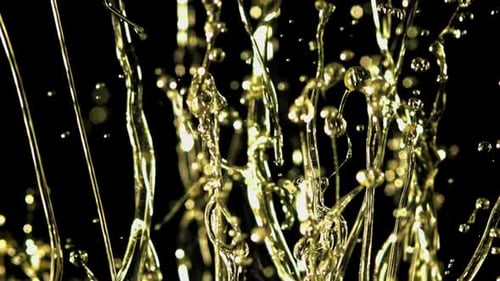 Golden Liquid Splashing on Black Background
