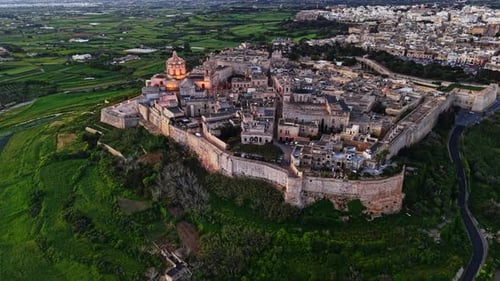 Aerial view of historic Mdina showcasing ancient architecture in Malta
