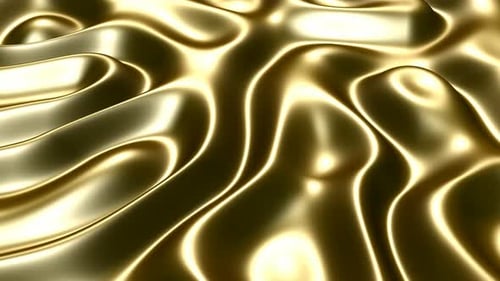 Abstract Golden Fluid Waves Motion Background Loop