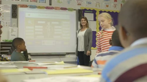 Classroom Learning: Teacher and Students at Interactive Whiteboard