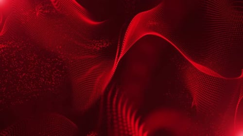 Abstract Red Digital Particle Waves Background Loop