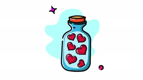 Animated A Jar Full of Love: Cute Illustration of Hearts in a Glass Bottle