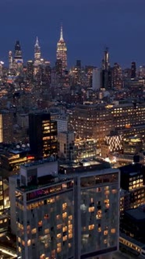 Night Skyline of New York Skyline At Manhattan In New York United States.