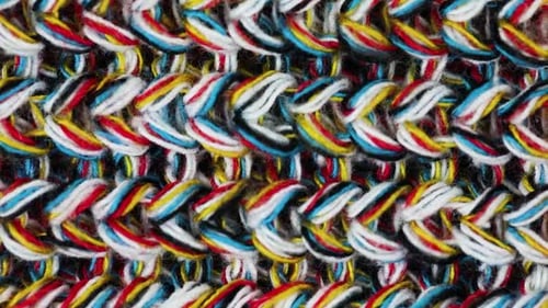 Closeup View Of Colorful Knitted Wool Fabric. -