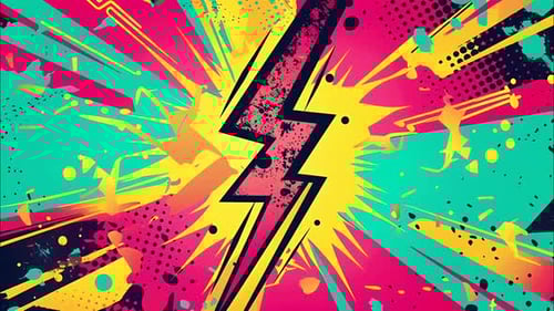 Colorful 2D Thunder Bolt 4k Comic Loop — Seamless Background for Motion Graphics