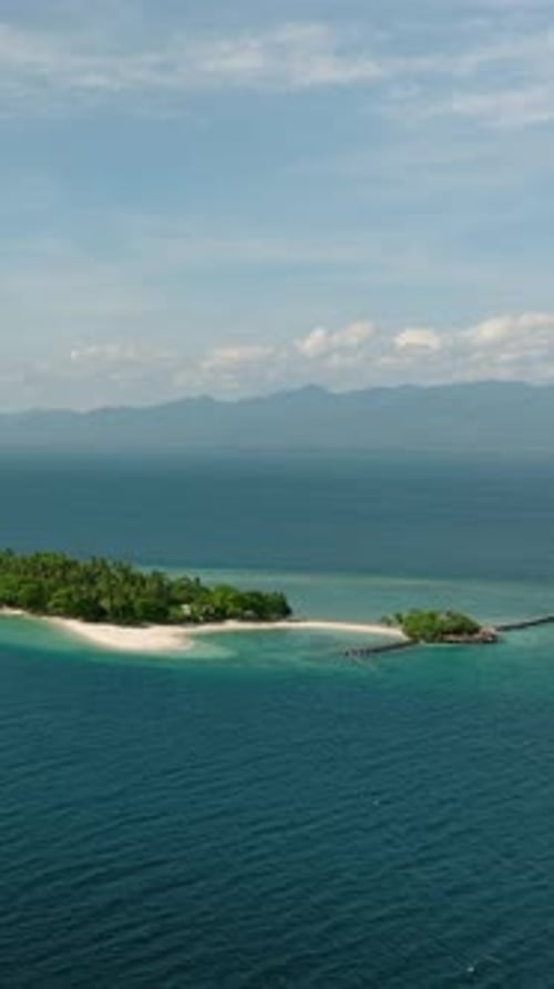 Tropical Island with White Sand Beach in Samal Davao Philippines