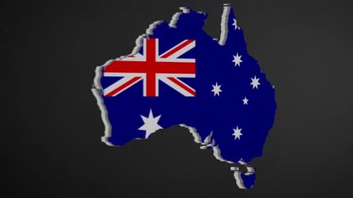 3D Map of Australia with Flag Reveal Animation