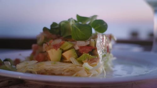 Close-up Shot of Avocado Salad At Outdoor Restaurant