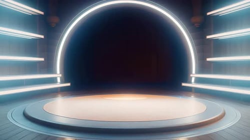 Futuristic Neon Virtual Studio Stage Background