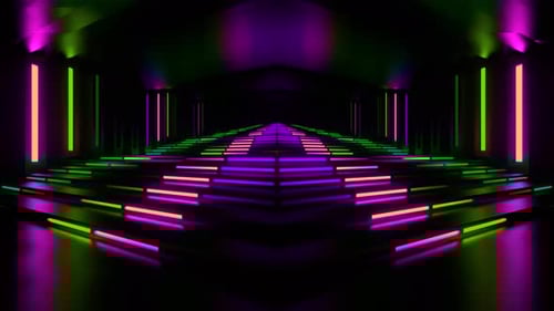 Rainbow Neon Stair Corridor Background Vj Loop In 4 K